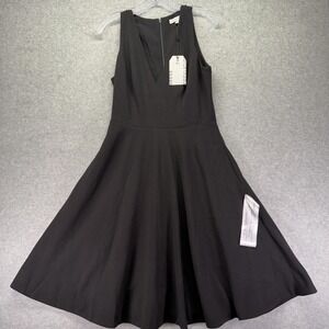 Dress The Population Dress Womens Medium Black Catalina Fit Flare Midi V Neck